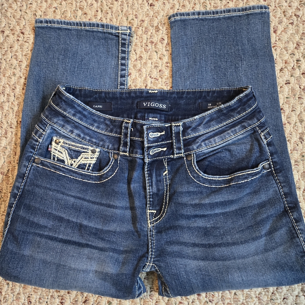 Vigoss Women's Blue Jeans Capri Heritage Fit Size 8